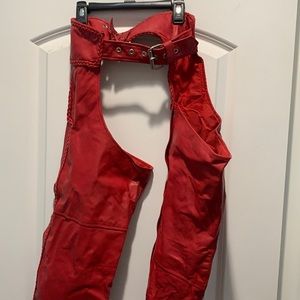 Chaps  Full length, genuine leather, rich red
